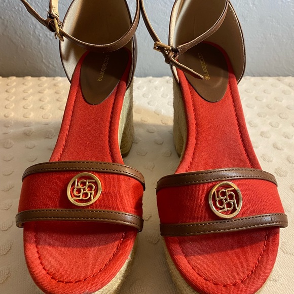 Liz CLAIBORNE MADDIE Women’s Red Espadrille Chunky Heel Shoes - Picture 13 of 16